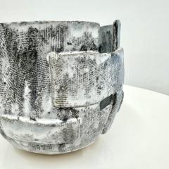 Patchwork Textured Vase in shades of satin white black and grey  - 4820335