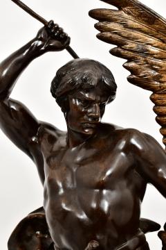 Patinated Bronze Figural Sculpture Clock Lutte Pr historique by Emile Louis - 4706147