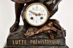 Patinated Bronze Figural Sculpture Clock Lutte Pr historique by Emile Louis - 4706148
