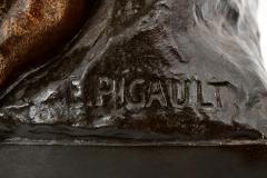 Patinated Bronze Figural Sculpture Clock Lutte Pr historique by Emile Louis - 4706154