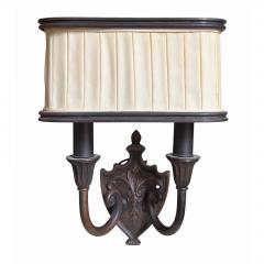 Patinated Bronze Shield Back Light Sconces a Pair - 4762711