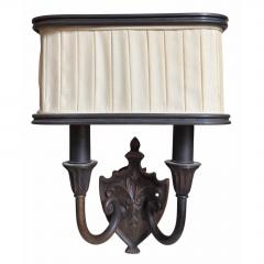 Patinated Bronze Shield Back Light Sconces a Pair - 4762712