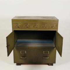 Patinated Industrial Metal Cabinet - 3711508