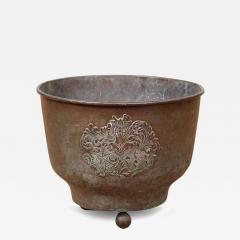 Patinated Kindling Bin with a Baronial Crest - 4332243