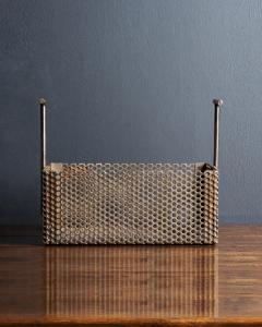 Patinated Perforated Steel Industrial Basket United States 20th C - 4695629