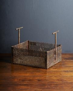 Patinated Perforated Steel Industrial Basket United States 20th C - 4695634