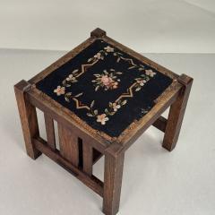 Patinated Quarter Sawn Oak Arts Crafts Stool by J M Young Sons - 4341642