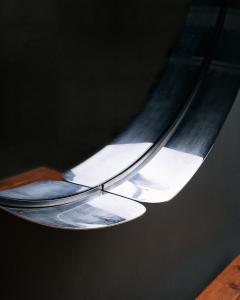 Patinated Steel Mirror Italy c 1970 - 4828178