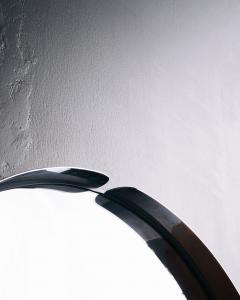 Patinated Steel Mirror Italy c 1970 - 4828181