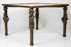 Patinated metal and smoked miror cocktail table - 1063182