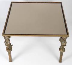 Patinated metal and smoked miror cocktail table - 1063183