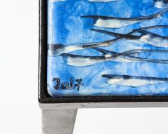 Patrice Dangel Wrought Iron Table with Hand Glazed Tiles by Marius Fernandez Patrice Dangel - 3242698