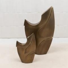 Patrick Coard Modern Abstract L Sculpture in Bronze Patina Brass by Patrick Coard Paris - 3846936