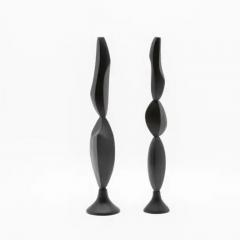 Patrick Coard Pair of Modern Abstract Sculptures in Black Oak by Patrick Coard Paris - 3845200
