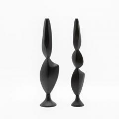 Patrick Coard Pair of Modern Abstract Sculptures in Black Oak by Patrick Coard Paris - 3845201