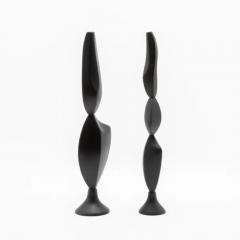 Patrick Coard Pair of Modern Abstract Sculptures in Black Oak by Patrick Coard Paris - 3845203