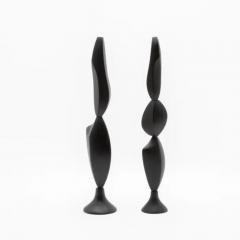 Patrick Coard Pair of Modern Abstract Sculptures in Black Oak by Patrick Coard Paris - 3845204