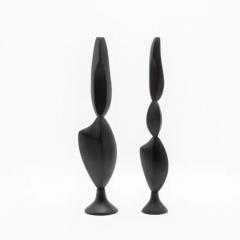 Patrick Coard Pair of Modern Abstract Sculptures in Black Oak by Patrick Coard Paris - 3845205