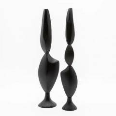 Patrick Coard Pair of Modern Abstract Sculptures in Black Oak by Patrick Coard Paris - 3845222