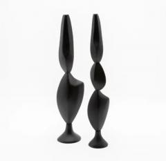 Patrick Coard Pair of Modern Abstract Sculptures in Black Oak by Patrick Coard Paris - 3845223