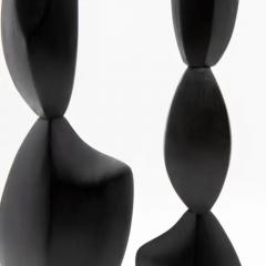 Patrick Coard Pair of Modern Abstract Sculptures in Black Oak by Patrick Coard Paris - 3845224