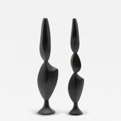 Patrick Coard Pair of Modern Abstract Sculptures in Black Oak by Patrick Coard Paris - 3846177