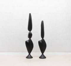 Patrick Coard Pair of Modern Abstract XL Sculptures in Black Oak by Patrick Coard Paris - 3850273