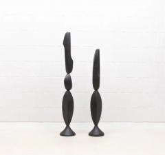 Patrick Coard Pair of Modern Abstract XL Sculptures in Black Oak by Patrick Coard Paris - 3850285