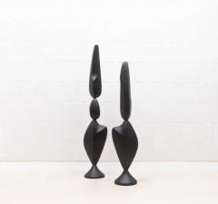 Patrick Coard Pair of Modern Abstract XL Sculptures in Black Oak by Patrick Coard Paris - 3850288