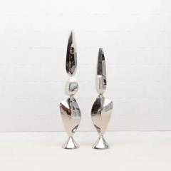 Patrick Coard Pair of Modern Abstract XL Sculptures in Polished Steel by Patrick Coard Paris - 3850266