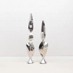 Patrick Coard Pair of Modern Abstract XL Sculptures in Polished Steel by Patrick Coard Paris - 3850267