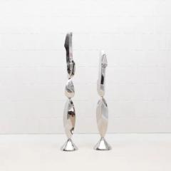 Patrick Coard Pair of Modern Abstract XL Sculptures in Polished Steel by Patrick Coard Paris - 3850269