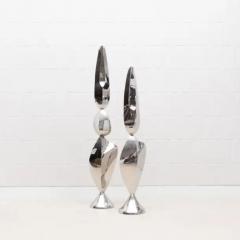 Patrick Coard Pair of Modern Abstract XL Sculptures in Polished Steel by Patrick Coard Paris - 3850276