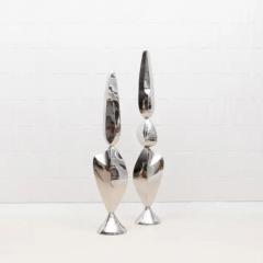 Patrick Coard Pair of Modern Abstract XL Sculptures in Polished Steel by Patrick Coard Paris - 3850278