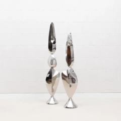 Patrick Coard Pair of Modern Abstract XL Sculptures in Polished Steel by Patrick Coard Paris - 3850279