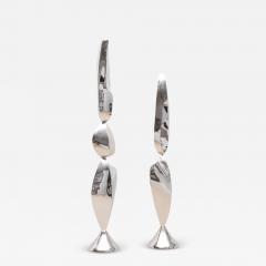 Patrick Coard Pair of Modern Abstract XL Sculptures in Polished Steel by Patrick Coard Paris - 3858145