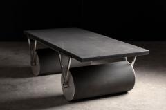 Patrick Naggar Post Modern Cylinder Coffee Table with Marble Top France 1985 - 4015722