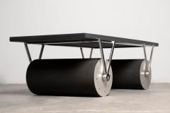 Patrick Naggar Post Modern Cylinder Coffee Table with Marble Top France 1985 - 4015724