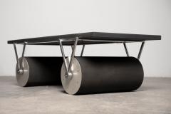 Patrick Naggar Post Modern Cylinder Coffee Table with Marble Top France 1985 - 4015725