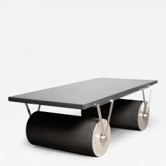 Patrick Naggar Post Modern Cylinder Coffee Table with Marble Top France 1985 - 4016746
