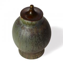 Patrick Nordstrom Lidded Jar in Layered Sabe Jade and Raw Umber Glazes by Patrick Nordstrom - 774456