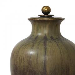 Patrick Nordstrom Superlative Lidded Vase in Painterly Green Glazing by Patrick Nordstrom - 774459