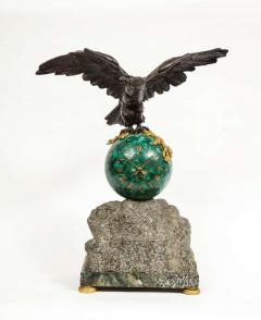 Patriotic French Patinated Bronze Eagle and Malachite Clock on Granite Base 1889 - 2138242