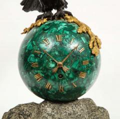 Patriotic French Patinated Bronze Eagle and Malachite Clock on Granite Base 1889 - 2138244