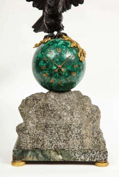 Patriotic French Patinated Bronze Eagle and Malachite Clock on Granite Base 1889 - 2138245