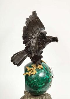 Patriotic French Patinated Bronze Eagle and Malachite Clock on Granite Base 1889 - 2138249
