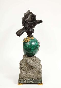 Patriotic French Patinated Bronze Eagle and Malachite Clock on Granite Base 1889 - 2138251