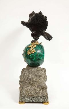 Patriotic French Patinated Bronze Eagle and Malachite Clock on Granite Base 1889 - 2138252