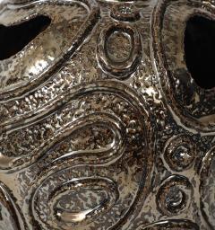 Patterned Ceramic Moonvase with Reflective Black Chrome Glaze Made By Aram C  - 4184217