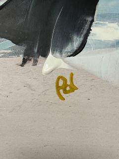 Paul Andre Larocque Paul Andre Larocque Mixed Media Abstract Painting Of a Ship on the Beach - 4214840